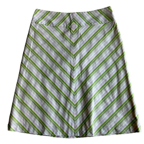 NWT Banana Republic A Line Geometric Green 100% Cotton  Summer  Skirt 4 - Picture 1 of 7